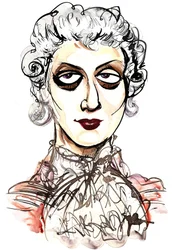 Tatiana Troyanos - farbige Karikatur als Octavian aus der Oper Der Rosenkavalier von Richard Strauss (deutscher Komponist, 1864-1949); Libretto von Hugo von Hofmannsthal (österreichischer Schriftsteller und Dramatiker)